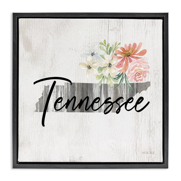 Stupell Industries Shabby Chic Shabby Chic Tennessee Black Floating Frame Canvas Art, 18 x 18, by Cindy Jacobs
