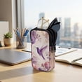 thumbnail image 7 of SEANATIVE Neoprene Double Glasses Case Dual Compartment Eyeglasses Sunglasses Holder for Women Men, Glasses Organizer with Zipper Closure, Eyewear Storage Bag, Hummingbird Flower Violet Beige, 7 of 7