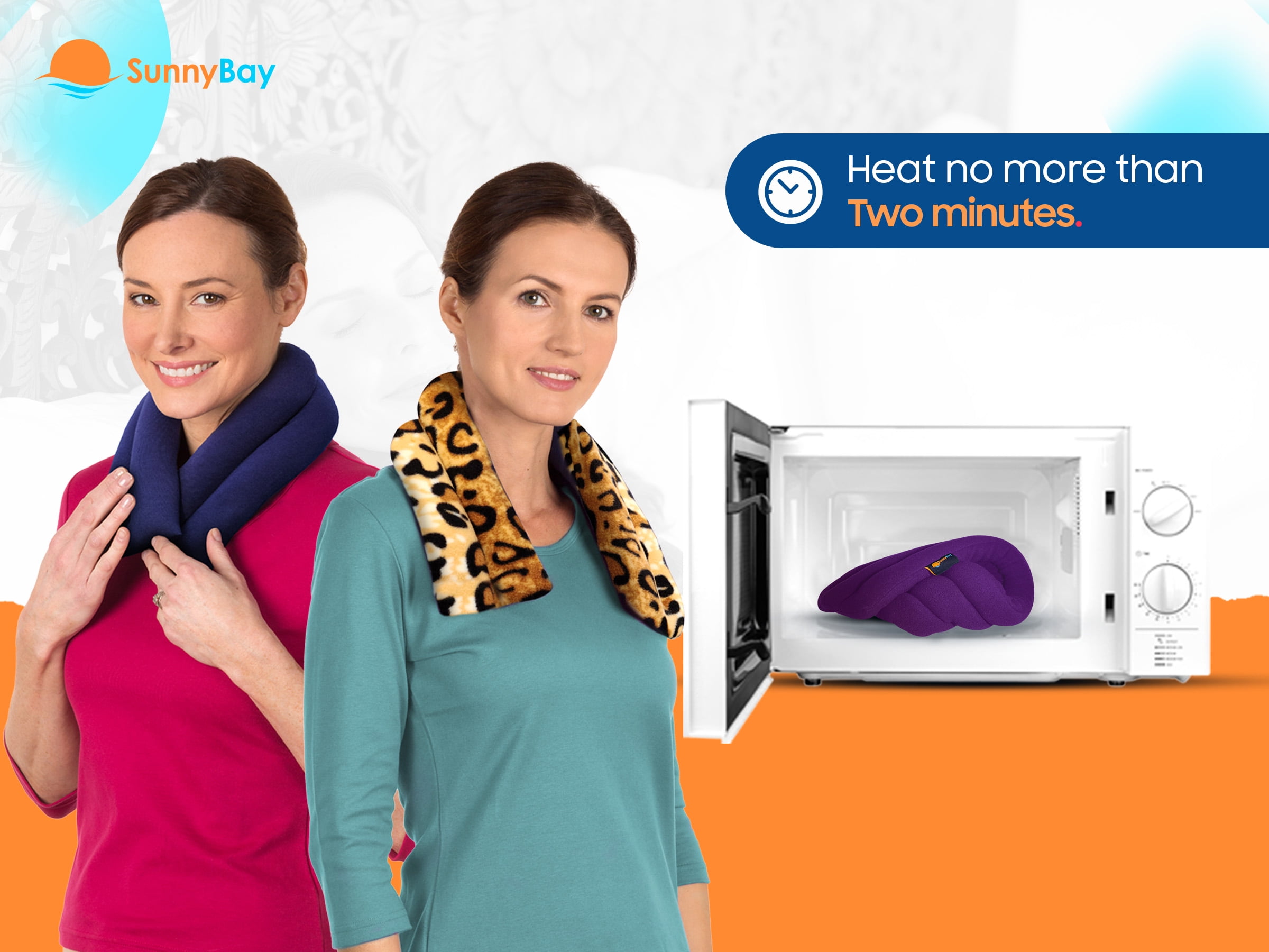 Microwavable Neck Heating Wrap, Wheat Filled, 26"x5", Leopard Skin Print