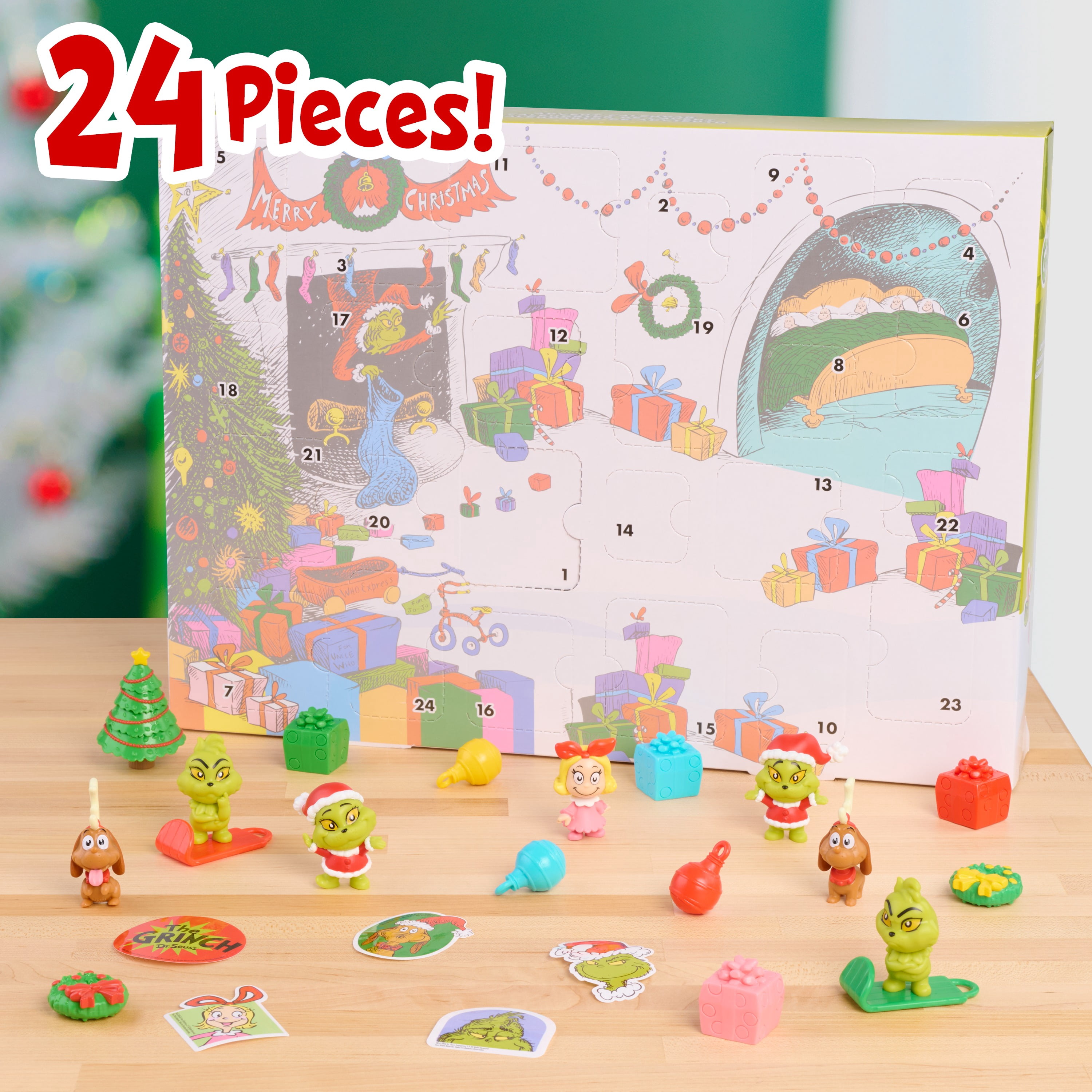 Dr. Seuss the Grinch Advent Calendar, 24-Piece Holiday Countdown, Kids’ Toys by Just Play, Ages 3 Up