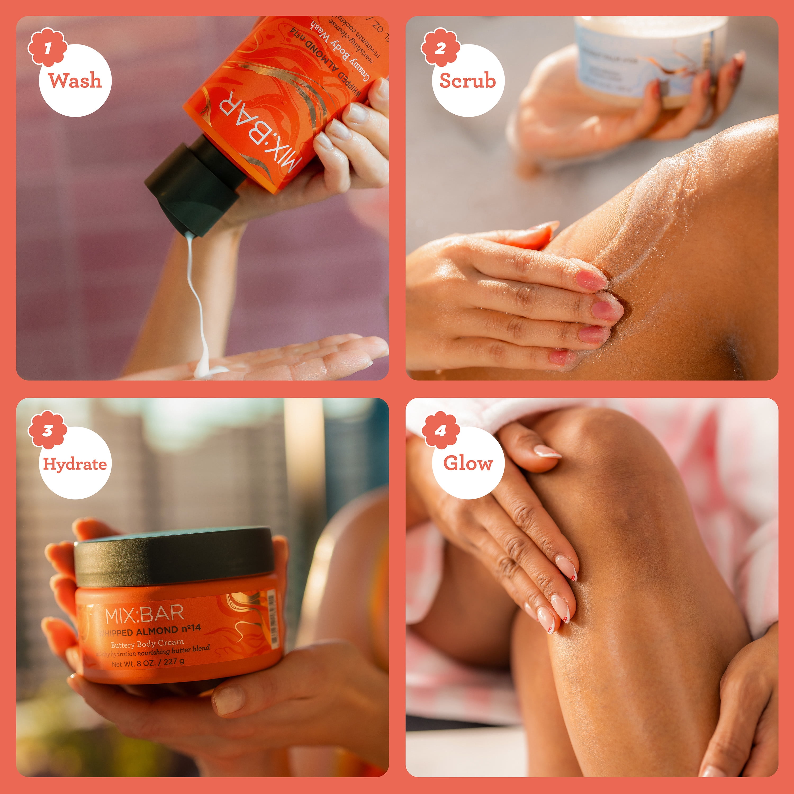 MIX:BAR Whipped Almond Moisturizing Body Cream with Shea Butter, 8oz