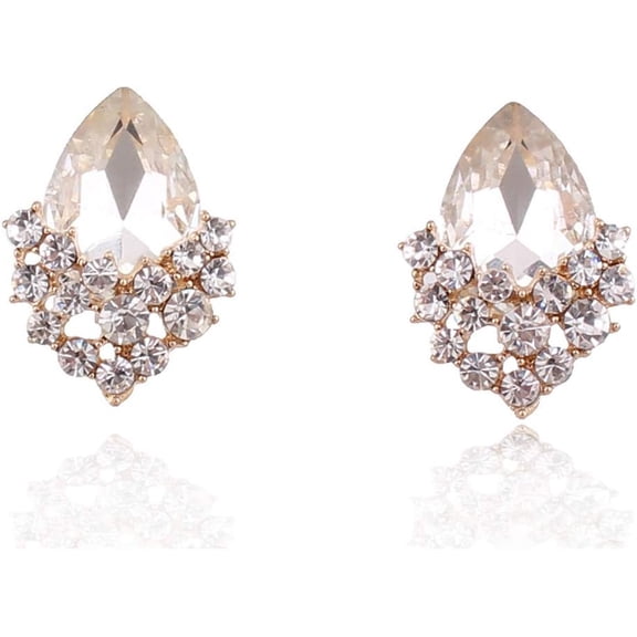 Rhinestone Crystal Clip on Earrings Luxury Fashion Hypo-Allergenic No Pierced Earrings