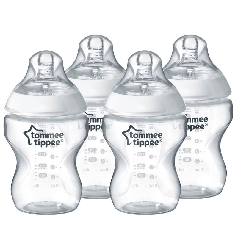 Tommee Tippee Closer to Nature Baby Bottles 9 ounces, Clear, 4 Count