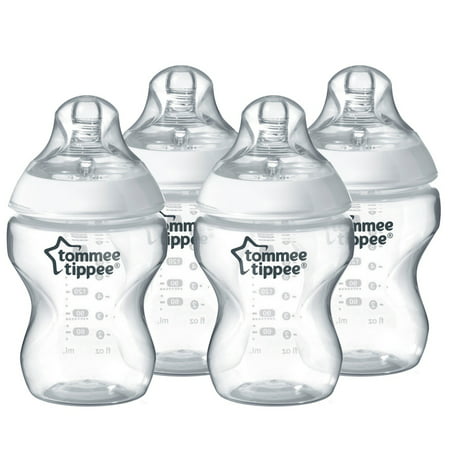 Tommee Tippee Closer to Nature Baby Bottles – 9 ounces, Clear, 4