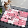 thumbnail image 4 of Modern Boho Washable Small Entryway Area Rugs 2'x3', Flower Geometric Texture Pink White Abstract Art Low Pile Throw Rug Non-Slip Sturdy Edge Binding Carpet for Front Door Floor Room Entry, 4 of 9