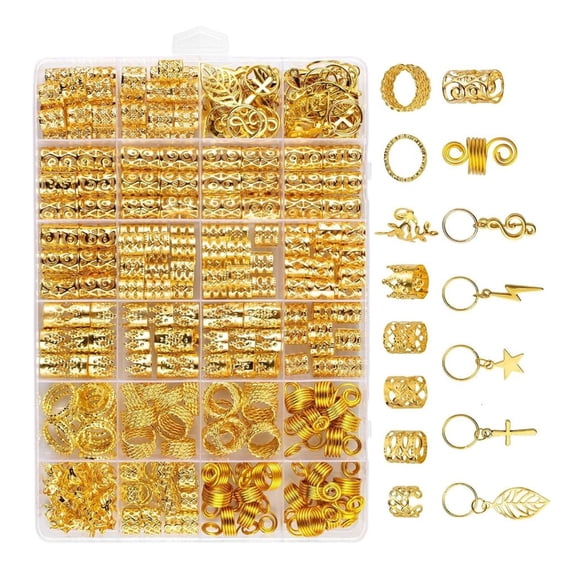 Weflink Pack of 275 Metal Hair Cuffs Clip Hair Rings for Braids Dreadlocks Adjustable Hair Spirals Jewelry for Men Women Teens