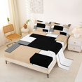 thumbnail image 2 of Castle Fairy Retro Stacked Rectangle Queen Sheets 4 Pieces,Mid Century Solid Square Queen Sheet Sets,Beige Gray Black White,1 Flat Sheet, 1 Fitted Sheet and 2 Pillowcases, 2 of 7