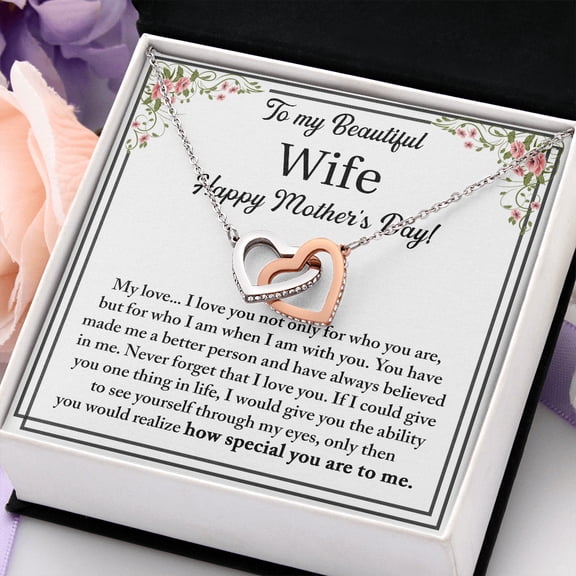 Wife Mothers Day From Husband To My Wife Mothers Day Necklace, A Meaningful Necklace Perfect For Anniversaries, Birthdays, Valentine V8688, Multi Interlocking Heart Necklace