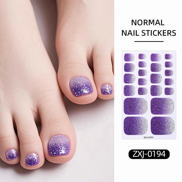 22pcs Solid Color Toe Nail Sticker Wraps, Full Cover Self-Adhesive Toenail Polish Strips for DIY Summer Foot Decals, Long-Lasting & Easy Apply