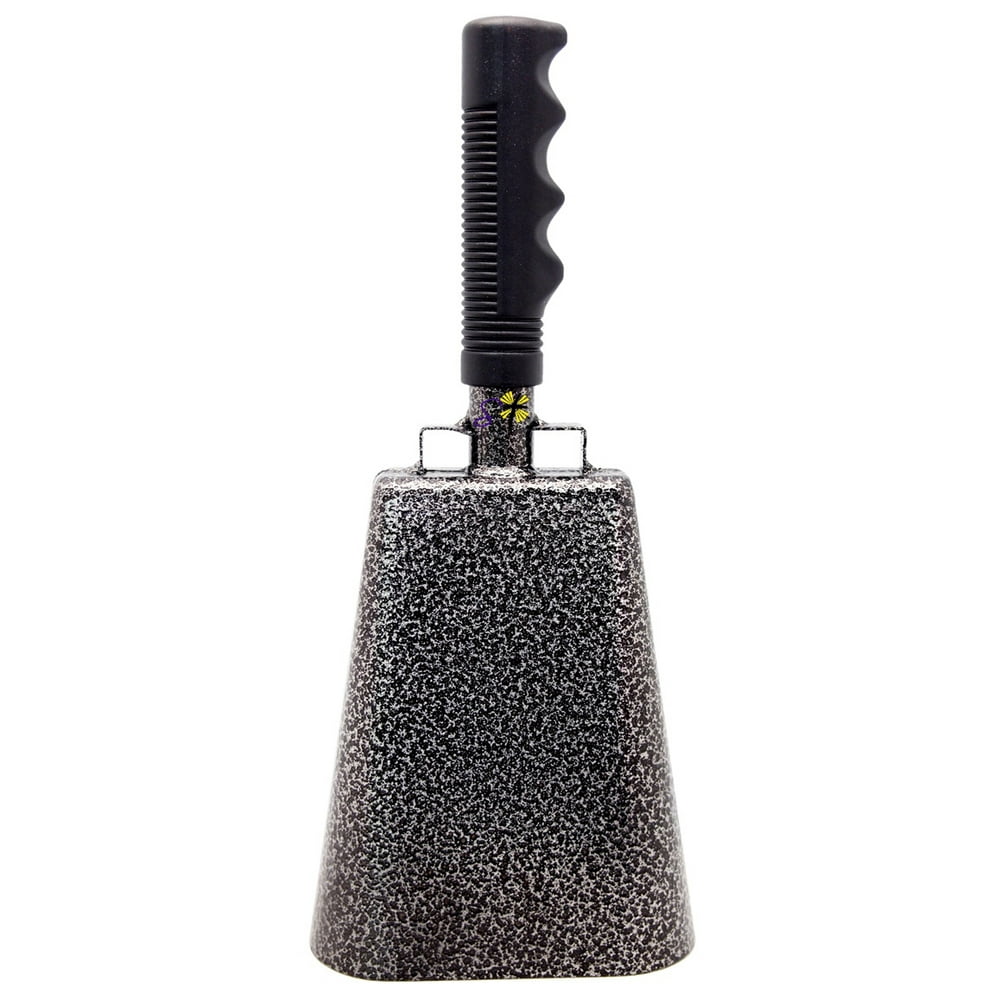 11.2 inch Flake Silver Bell Black Handle Cowbell with Stick Grip Handle