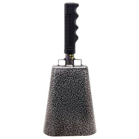 11.2 inch Flake Silver Bell Black Handle Cowbell with Stick Grip Handle Used for Cheering at Sporting Events - Cow Bell by Stewart Tradingâ?¢