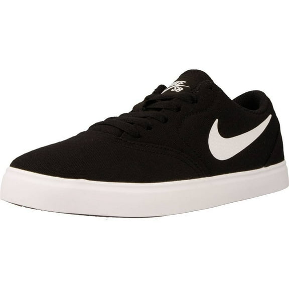 NIKE Boy's SB Check Canvas Skateboarding Shoes (4 Big Kid M, Black/White)