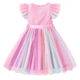 thumbnail image 3 of Lanbubble Toddler Baby Girls Rainbow Tutu Dresses Tulle Dress Party Princess Sequins Sundress Ruffle Sleeveless Pink 2-3 Years, 3 of 11