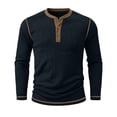 thumbnail image 4 of ZHOGXU Contrast Color Long Sleeve O Neck Button Base Layer Men's T Shirts Work Wear, 4 of 6