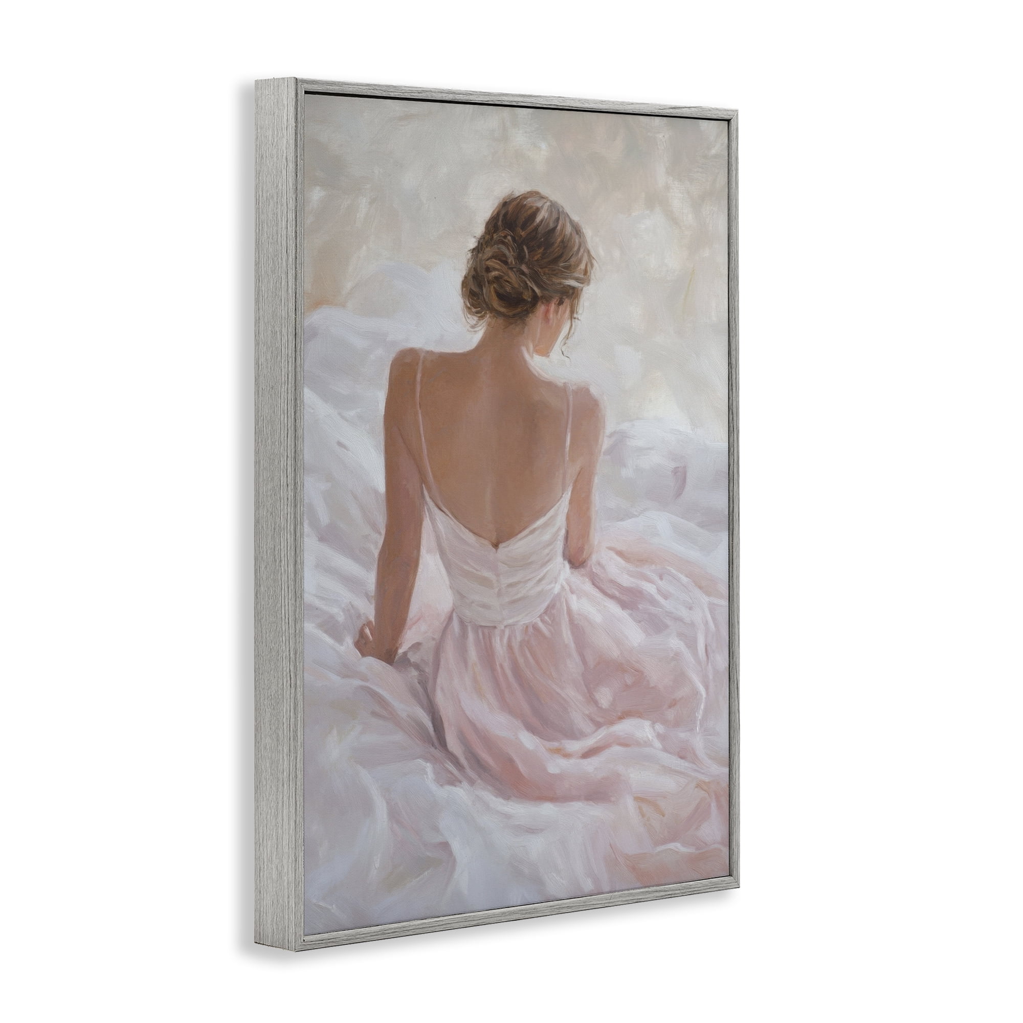 Stupell Industries Quiet Reflection in Pastel Pink Gray Framed Giclee Art, design by Petal Prints Design