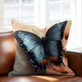 thumbnail image 2 of Spring Flower Butterfly Throw Pillow Cover Retro Idyllic Wood Grain Cotton Linen Cushion Cover Throw Pillow Case with Invisible Zipper for Couch Sofa Bed Chair Car 18x18 Inch, 2 of 14