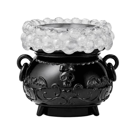 Halloween Witch Cauldron Candle Holder with Multi-Color LED Light, Remote Control for Color Variation, Embossed Design, for Tabletop Mantel Home Party Decor