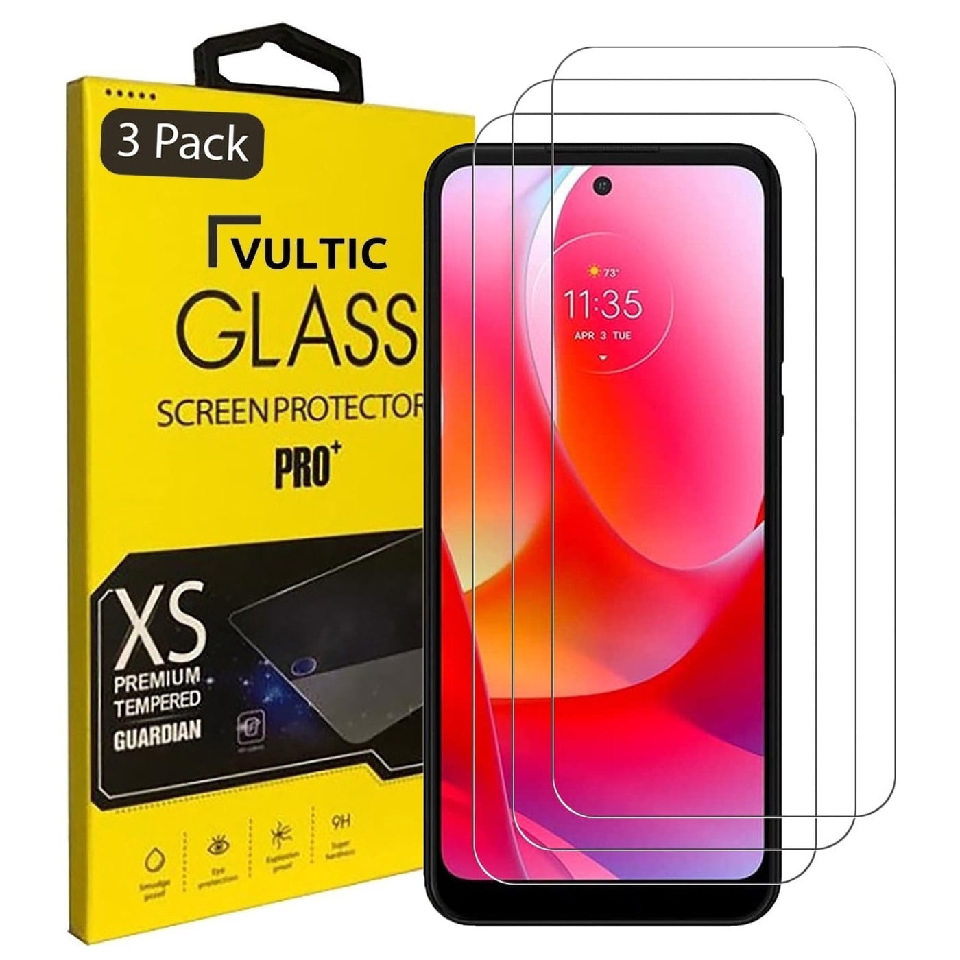 Vultic [3 Pack] Screen Protector for Motorola Moto G Power 2022 / G Play 2023 [Case Friendly], Tempered Glass Film Cover