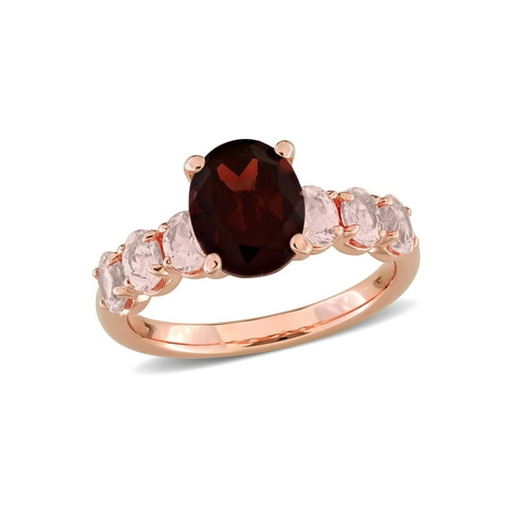 3.00 Carat (Ctw) Garnet and Morganite Ring in Rose Plated Sterling Silver for Women