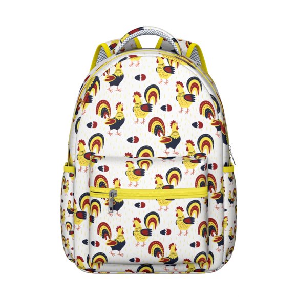 Sac à Dos Étudiant Motif Poule et Poulailler Ferme Dessin Animé Poule Œuf Poussin Design Rustique Sac à Livres pour Étudiant Style Ferme Mignon