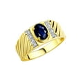 thumbnail image 4 of Rylos Yellow Gold Plated Silver Classic 8X6MM Oval Sapphire & Sparkling Diamond Ring - Birthstone Jewelry for Men -Size 8, 4 of 8