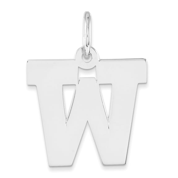 Sterling Silver Medium Block Initial W Charm
