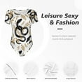 thumbnail image 6 of Daiia Snake print Women's Crew Neck Short Sleeve Bodysuit Fashion Tops Fit Casual Basic Extender Bodysuit-Small, 6 of 9