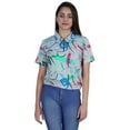 thumbnail image 1 of Moomaya Haut Court Imprimé pour Femmes Été Décontracté Col Zippé Tee T-Shirts, 1 of 7