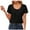 Black, variant on Summer Tops For Women Dressy Short Sleeve Button Scoop Neck Pleated Front T Shirts Loose Fit Tunics Blouse