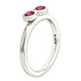 thumbnail image 4 of Stackable Sterling Silver Double Round Created Ruby Ring, 4 of 7
