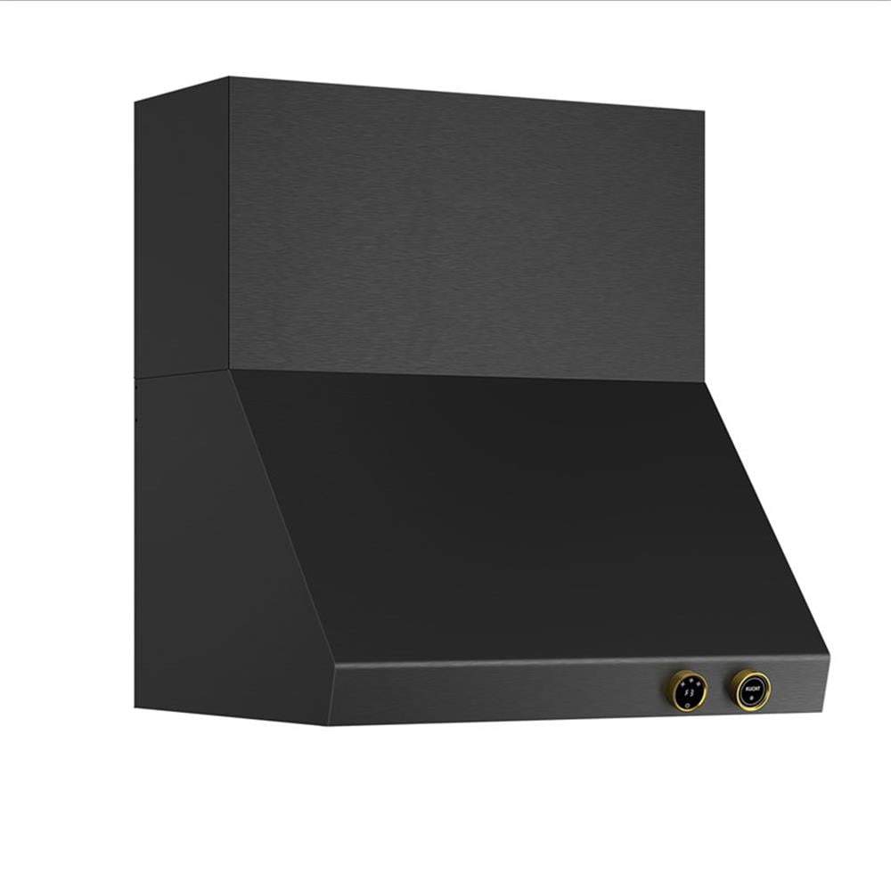 Pemberly Row Dual Fuel Range Natural Gas in Titanium & Wall Mount Range Hood