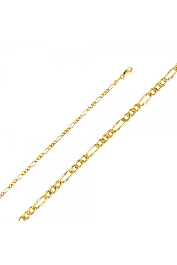 14K Gold 3.1mm Figaro 3+1 YP Chain :  7"