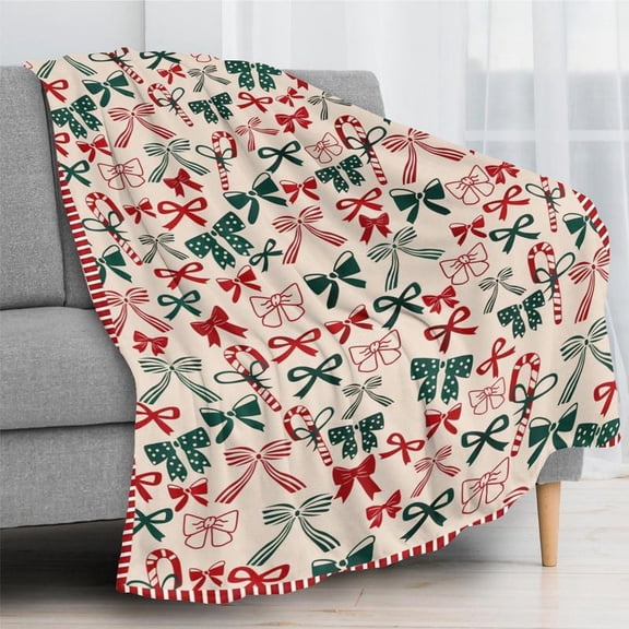 Kringle Express  Throw Blanket Gingerbread Man Design Super Soft Microfiber 60x80 Inches Warm Cozy Lightweight Fluffy Machine Washable Gift for Friends Family