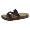thumbnail image 5 of Rokment Beach Platform Cork Footbed Slides Sandals for Women Wide Width Comfortable Soft Sole Casual Leather Open Toe Orthopedic Walking Flat Slip on Vacation Dress Slippers Summer Shoes Coffee, 5 of 6