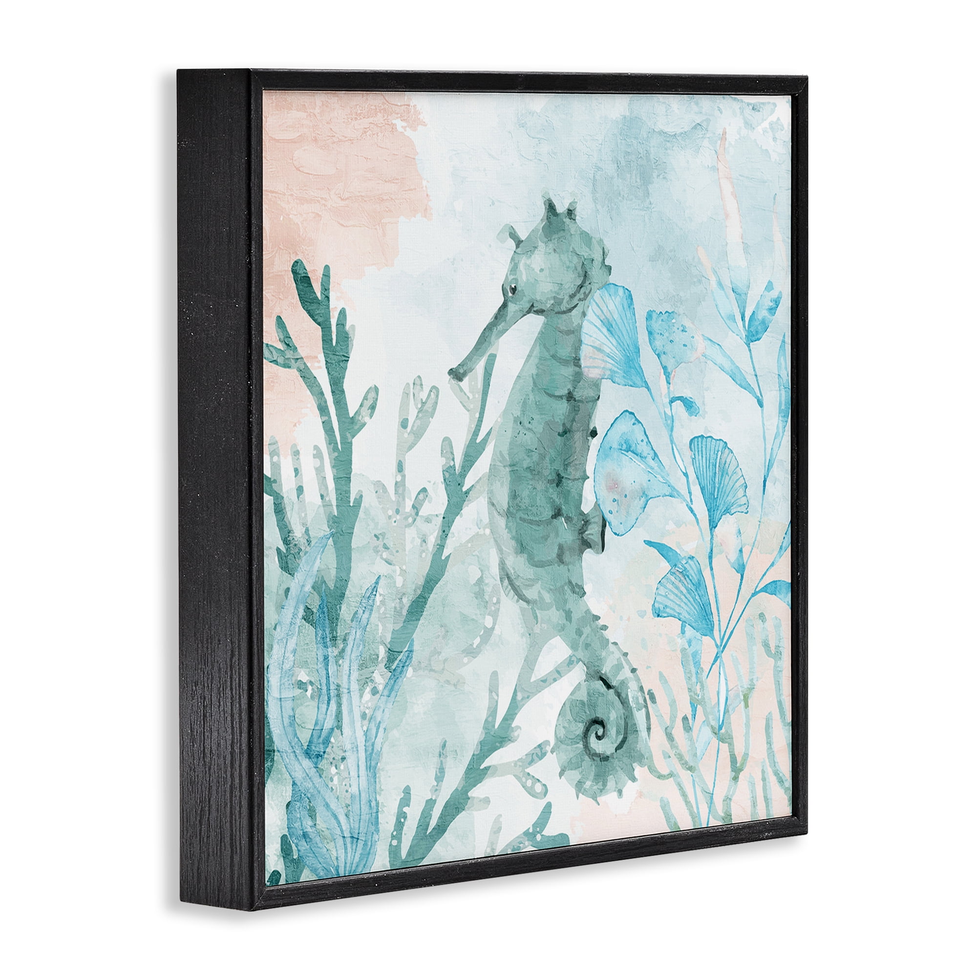 Stupell Industries Seahorse Sea Swim Black Framed Giclee Art, design by Kim Allen