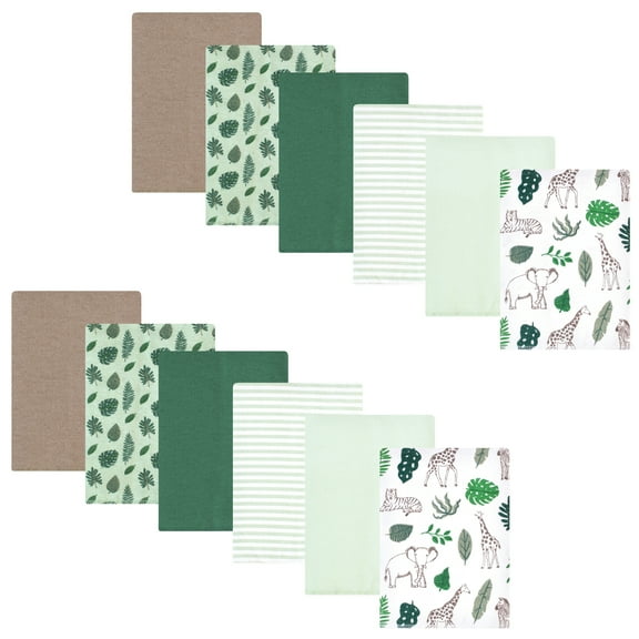 Hudson Baby Flannel Burp Cloth 12pk, Jungle, One Size