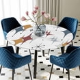thumbnail image 5 of Elastic Fitted Round Tablecloth, Blue Red Diamond Waterproof Stretch Table Cover for 55"-60" Tables, Modern Geometric Middle Century Washable Outdoor Tablecloths for Patio, Picnic, Camping, 5 of 9