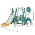 thumbnail image 3 of Kids Swing Slide Set Freestanding Climber Slide Playset Structure with Basketball Hoop Indoor Outdoor Playground for Boys Girls Green, 3 of 6