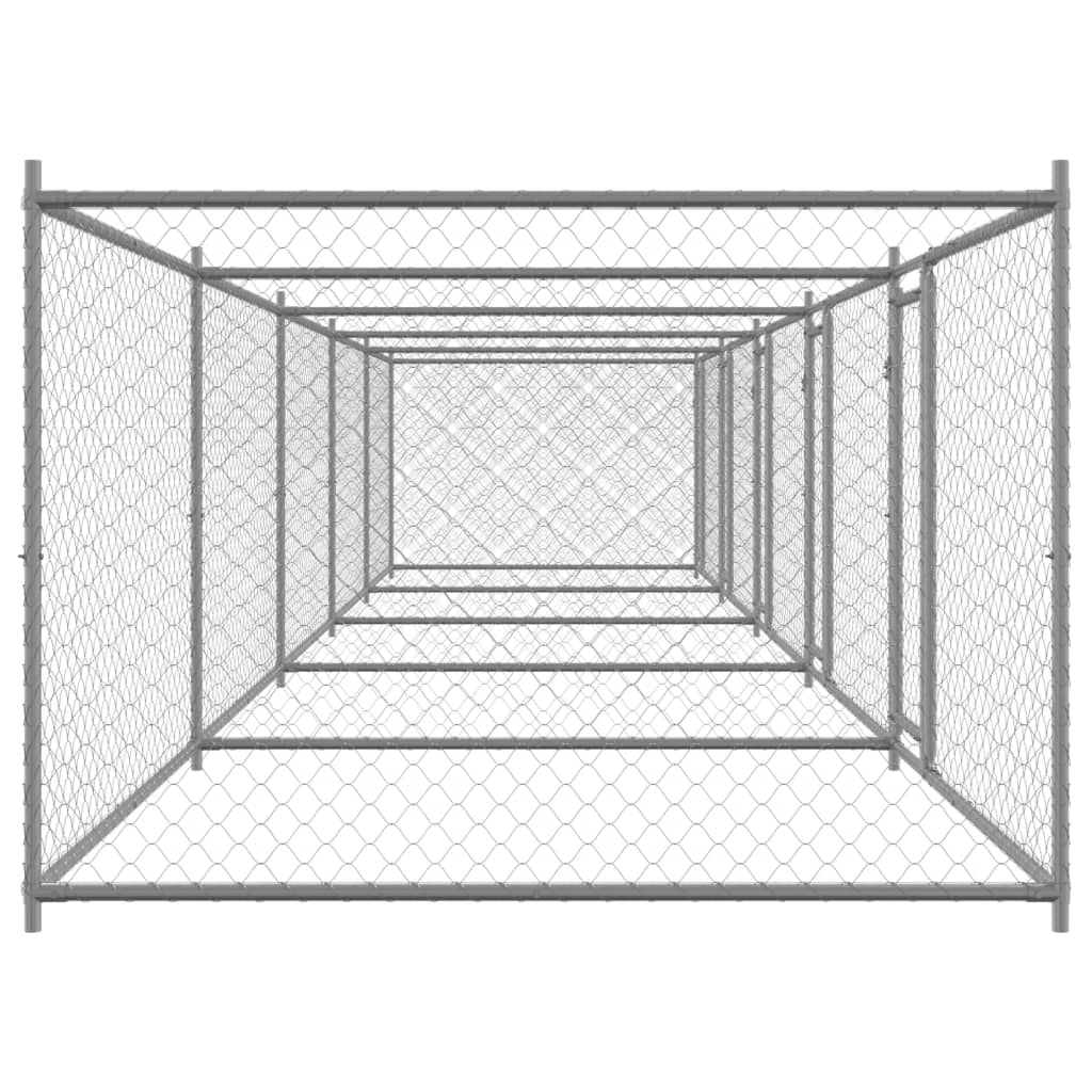 vidaXL Dog Cage Grey Galvanized steel Extra Large Doors Dog Cage