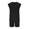 thumbnail image 5 of Abtuhar Men Leisure Solid Sleeveless Hoodless Casual Blouse and Pants Pajamas Set Set,Black,M, 5 of 5