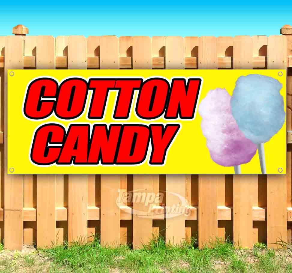 New Advertising Store Many Sizes Available Cotten Candy 13 oz Heavy Duty Vinyl Banner Sign with Metal Grommets Flag,