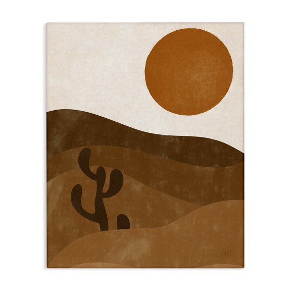 Stupell Industries Contemporary Desert Cactus Rolling Hills Bold Orange Sun Landscape Canvas Art, 30 x 40, by Birch&Ink