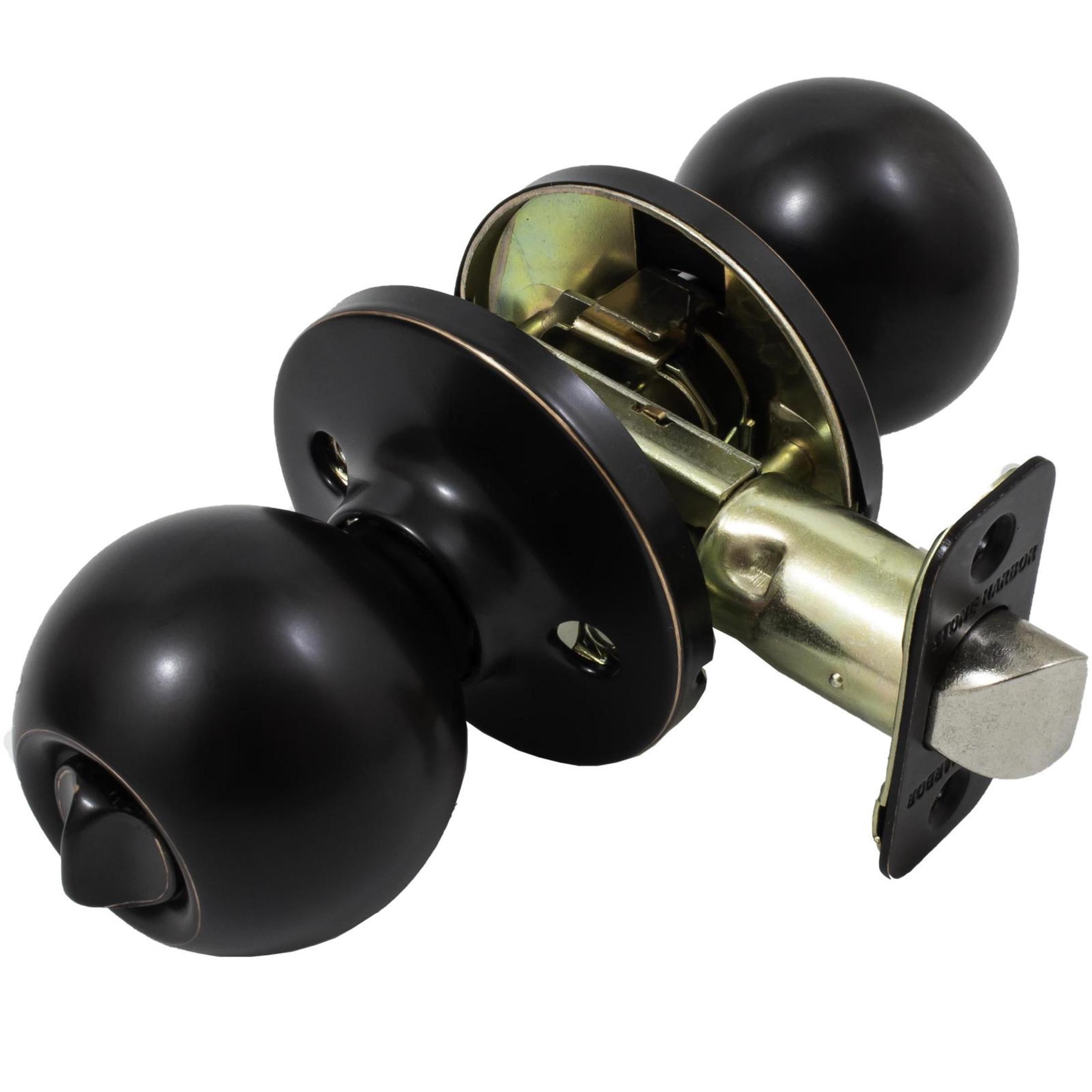 Stone Harbor Hardware Ball Door Knob, Privacy (Bed/Bath) Function, Vintage Bronze
