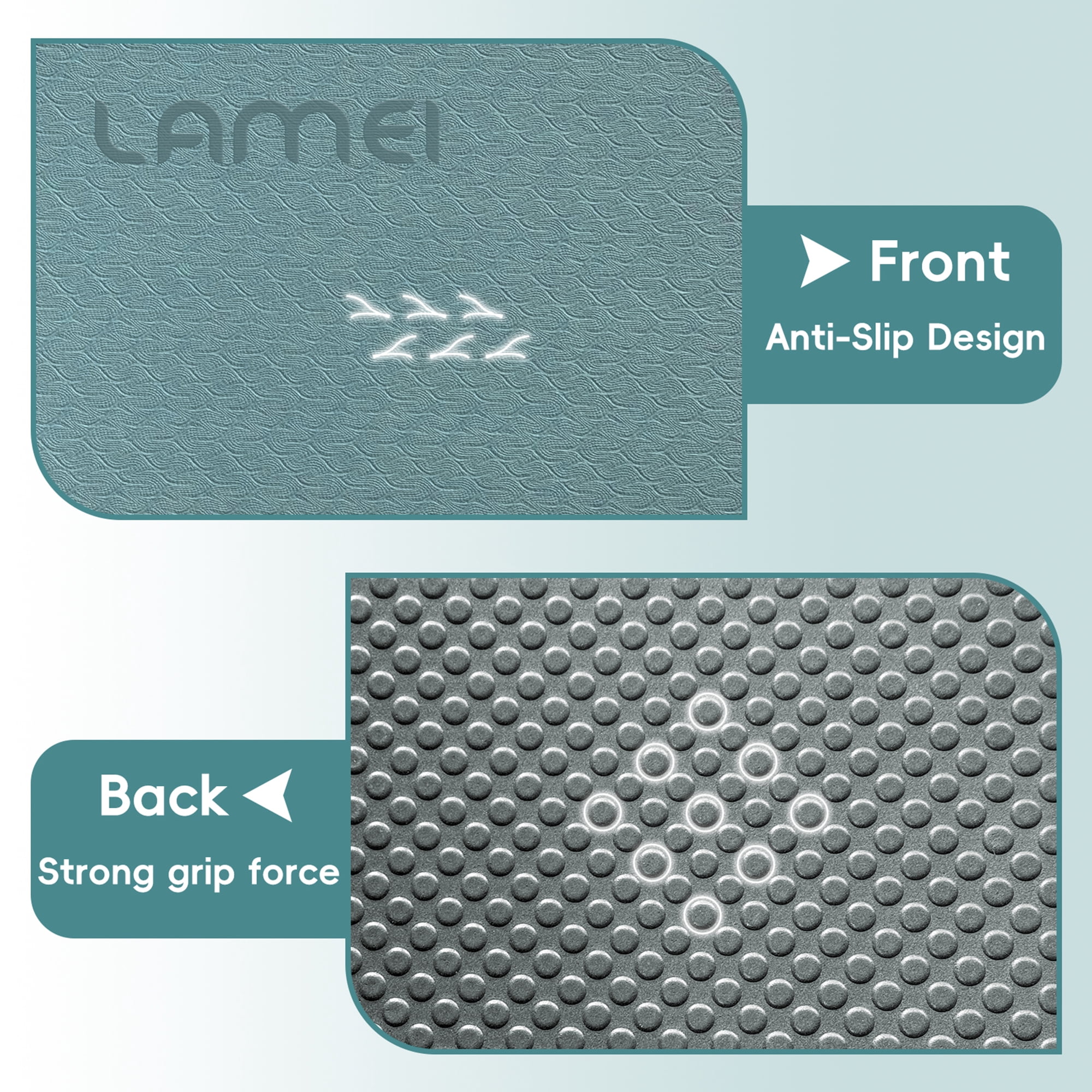 LAMEI Foldable Yoga Mat for Travel, 6mm Thick TPE Pilates Mat Thick, Non Slip Folding Exercise Mats for Home Workout with Bag(Green+Grey)