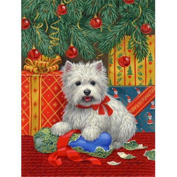 Westie Christmas Packages Flag Canvas House Size