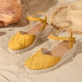thumbnail image 2 of Espadrilles for Women Woven Closed Toe Wedge Sandals Vintage Footbed Ankle Strap Slingback Heels Breathable Summer Dress Shoes Yellow Size 8, 2 of 6