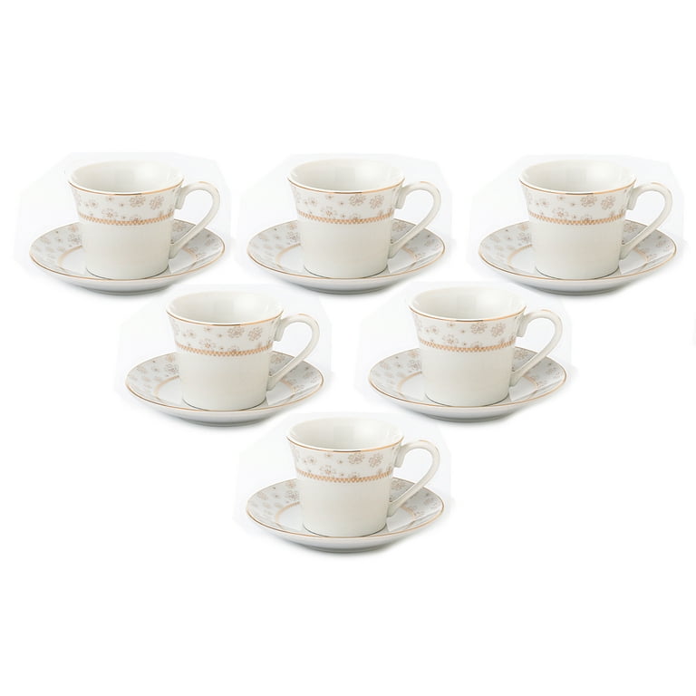 Porcelain Espresso Cups With Saucers Set of 2 or 6 Porcelain Tea