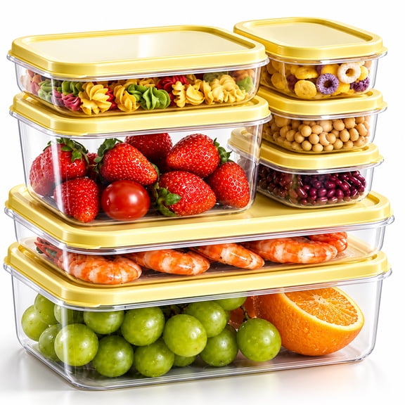 7 Pack Airtight Leak Proof Food Storage Containers with Lids, Bpa-Free Reusable Plastic Meal Prep Lunch Boxes, Microwave Freezer Dishwasher Safe for Kitchen Organization