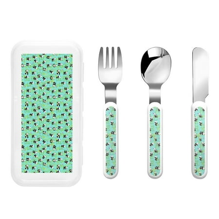 

Zeuib Alphabet And Panda Print 3 Pieces Children Fork Spoon Knife Set with Travel Case for Lunch Box Stainless Steel Kids Silverware Flatware Set Kids Utensil Set for School (Fork Spoon Knife)
