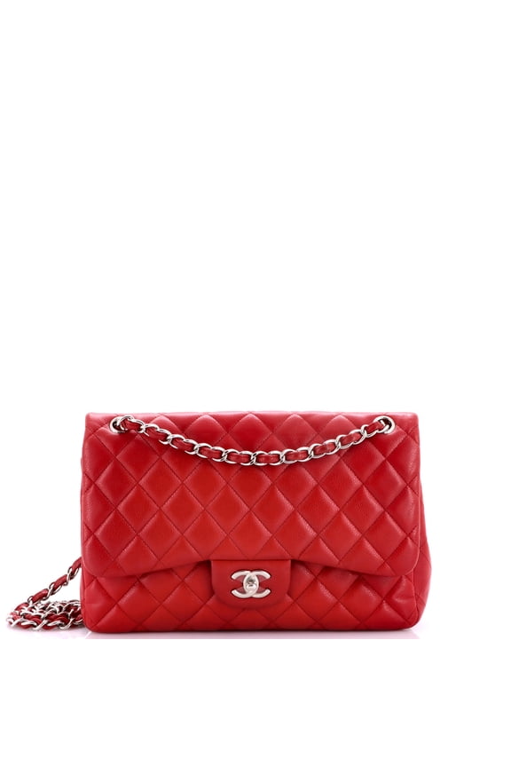Pre-Owned Vintage Classic Double Flap Bag Quilted Caviar Jumbo By Rebag